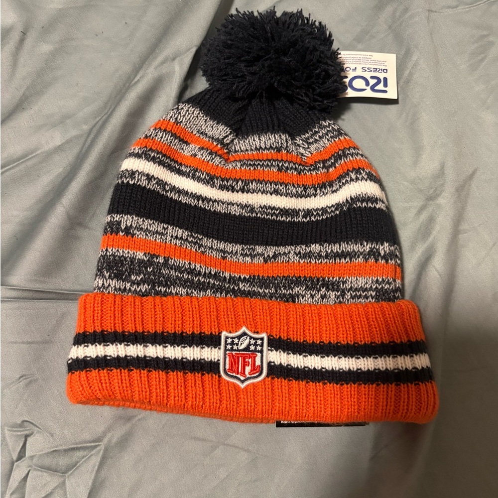NFL Orange and Navy Striped Beanie